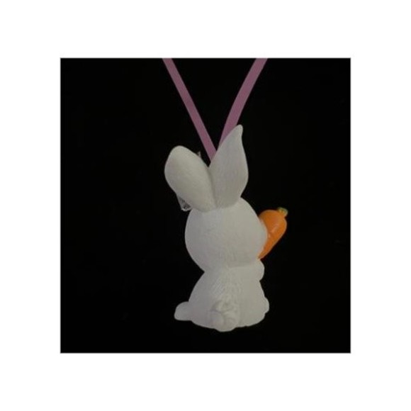 1  Homco style Easter Playful White Bunny Rabbit Children's Necklace - Picture 3 of 4